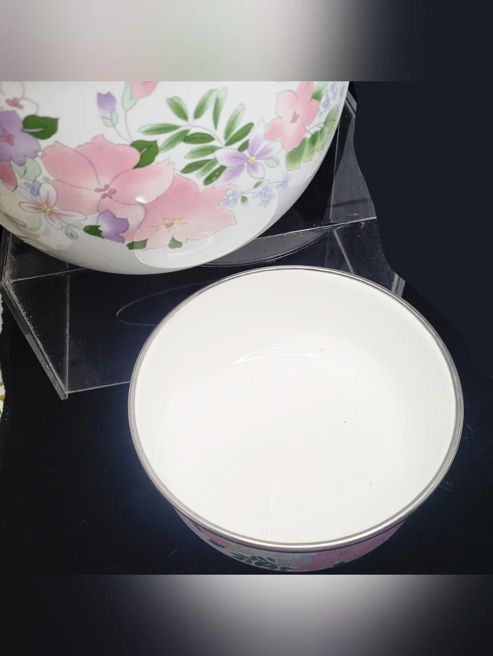 Corningware Pastel Floral Pattern By KOBE 2 Enamel Mixing Bowls